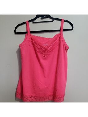 AE Sport Women's Pink Lace Trim Cami Top Size 1X